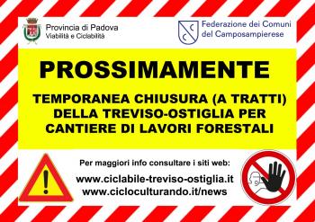 Avviso cantiere lungo la ciclovia Treviso-Ostiglia